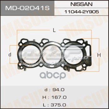 Левая прокладка ГБЦ MD02041S Masuma