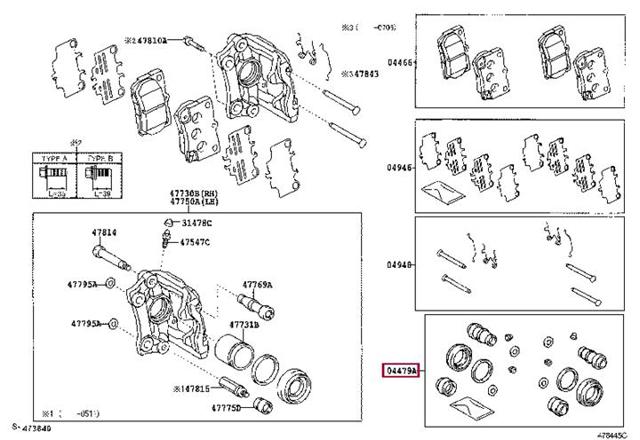 Купить 0447922170 Toyota Ремкомплект суппорта тормозного, заднего