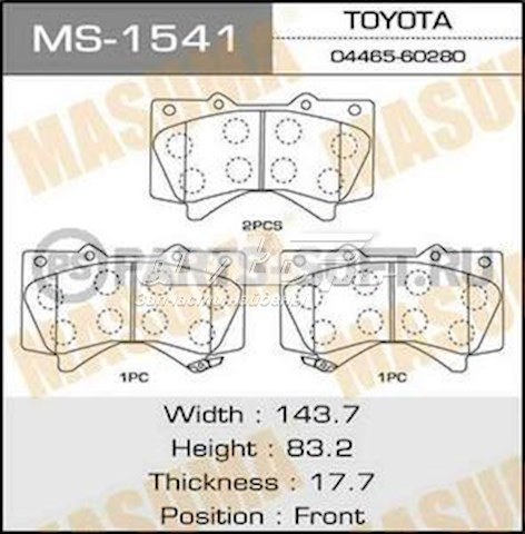 Колодки тормозные передние дисковые MASUMA MS1541