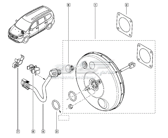  Reforçador dos freios a vácuo Renault DOKKER monovolume (FE) (2012 - 2026) 