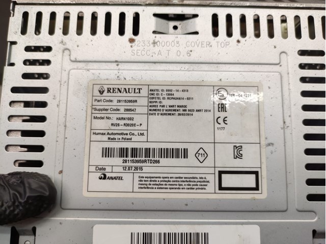 Магнитола (радио AM/FM) Renault (RVI) 281153959R цена, от 125.46 USD