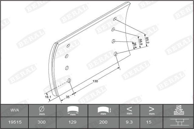 Накладка гальмівна задня (TRUCK) KBL1951501541 BERAL