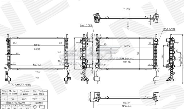 RAD129 Ford radiador de esfriamento de motor