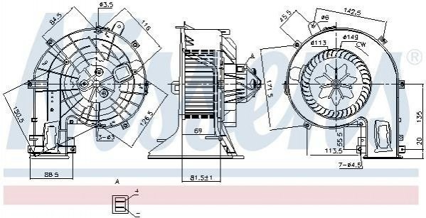 Ventilador (rodete +motor) aire acondicionado con electromotor completo 87401 NISSENS