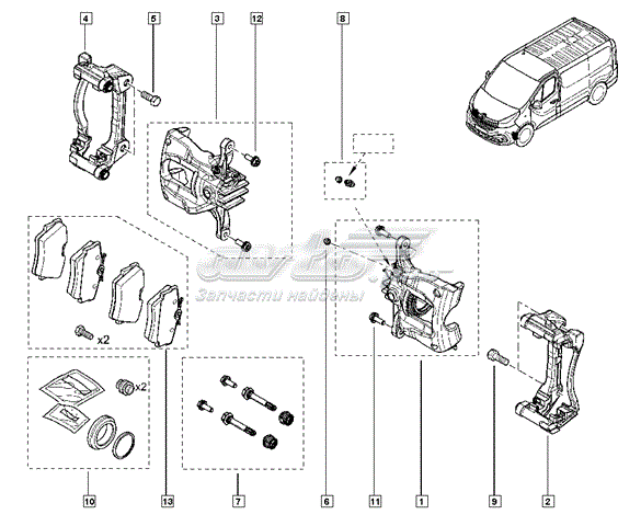 Ремкомплект суппорта тормозного переднего RENAULT 411201691R
