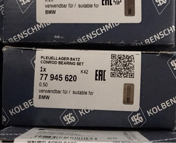 77945620 Kolbenschmidt Вкладыши коленвала шатунные комплект 2-й ремонт