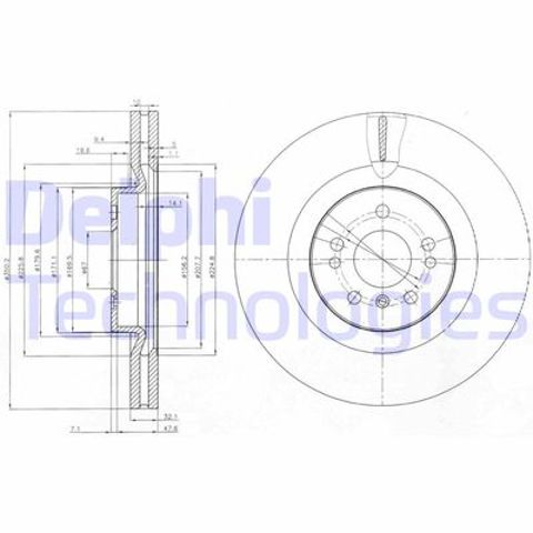 Передние тормозные диски BG9013 Delphi