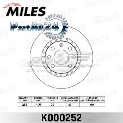 K000252 Miles диск тормозной передний
