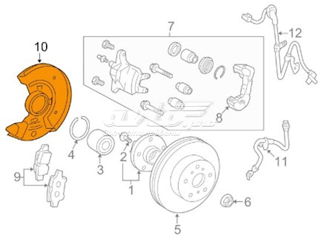 4778152030 Toyota proteção do freio de disco dianteiro direito