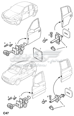 Ограничитель задней двери 5160238 Opel