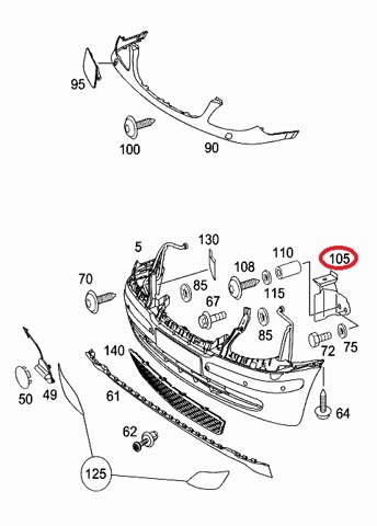 6398851914 Mercedes Кронштейн крепления бампера переднего правый