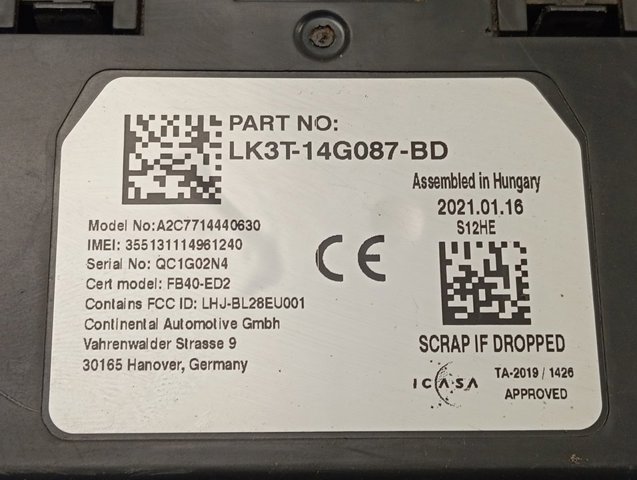  Ford LK3T14G087BD