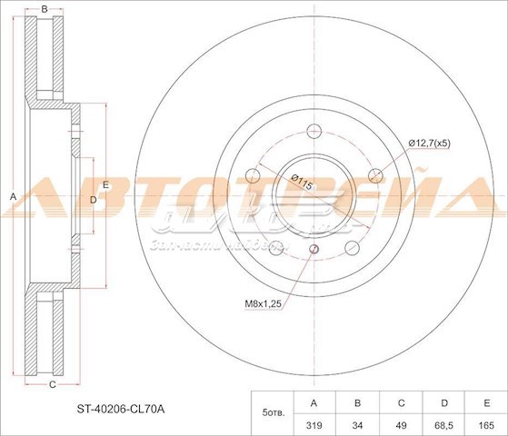 Передние тормозные диски ST40206CL70A SAT