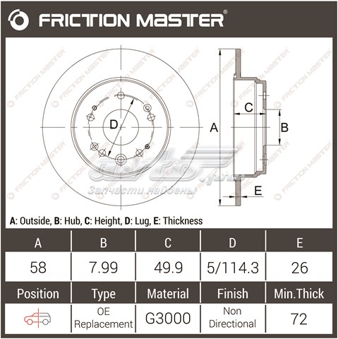 R0751 Friction Master диск тормозной передний