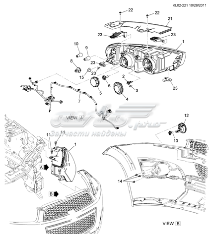 Фара правая 95937922 General Motors