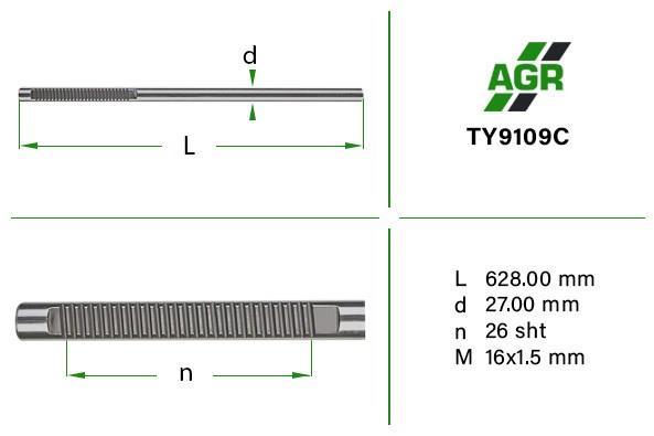 TY9109C AGR veio (haste da cremalheira da direção)