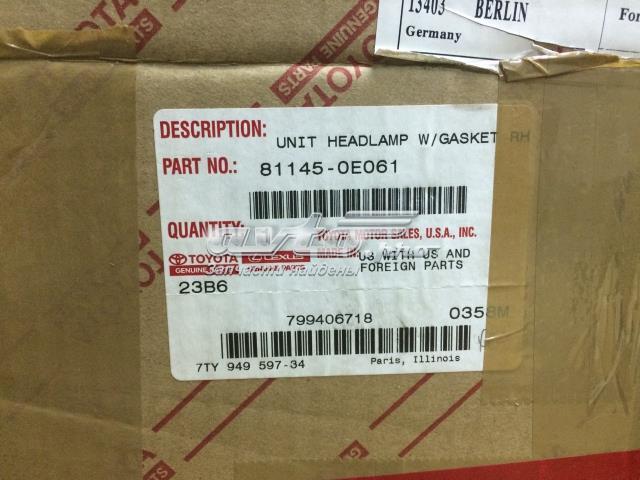 Правая фара 811450E061 Toyota