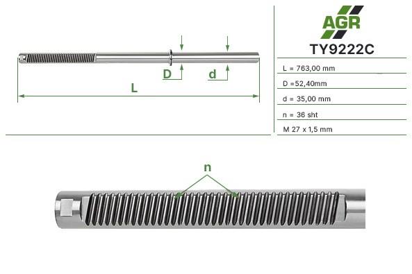 Вал (шток) рулевой рейки TY9222C AGR