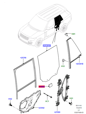 Стекло задней двери, левой Land Rover LR052677 цена, от 106.94 USD