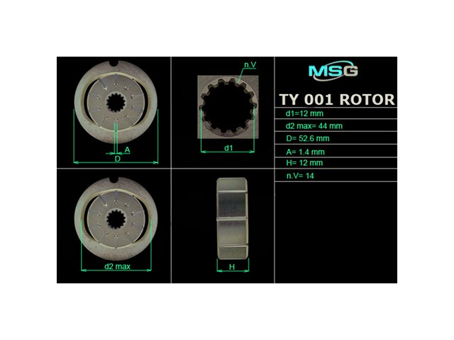 TY001ROTOR MSG Ротор насоса ГУР