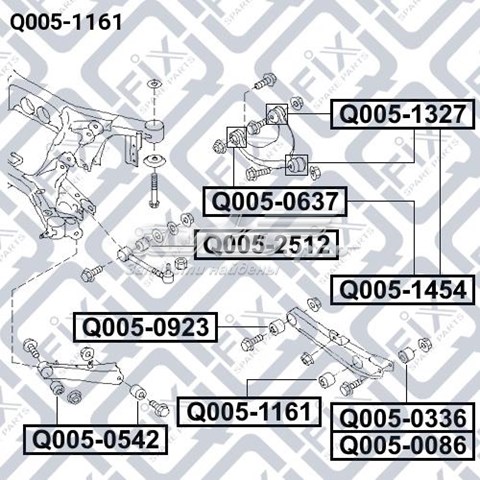 Сайлентблок заднего поперечного рычага наружный Q0051161 Q-fix