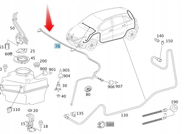 A1698600492 MERCEDES Manguera del lavaparabrisas original y equivalente