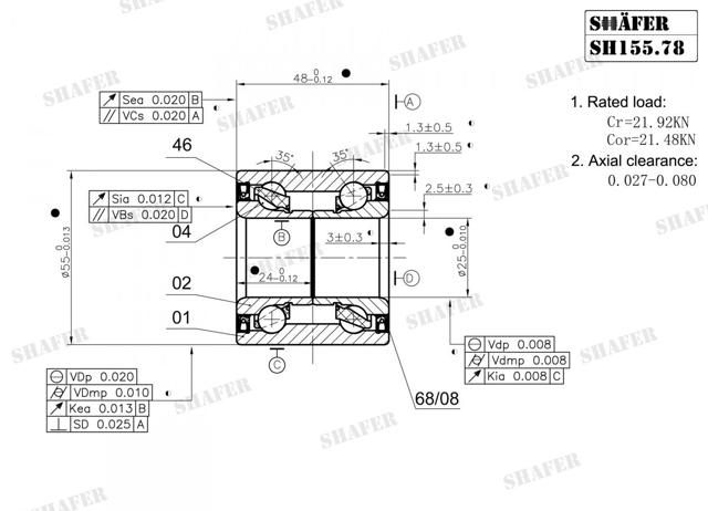 SH155.78 Shafer rolamento de cubo traseiro