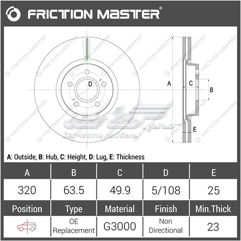 Передний тормозной диск Friction Master R1125