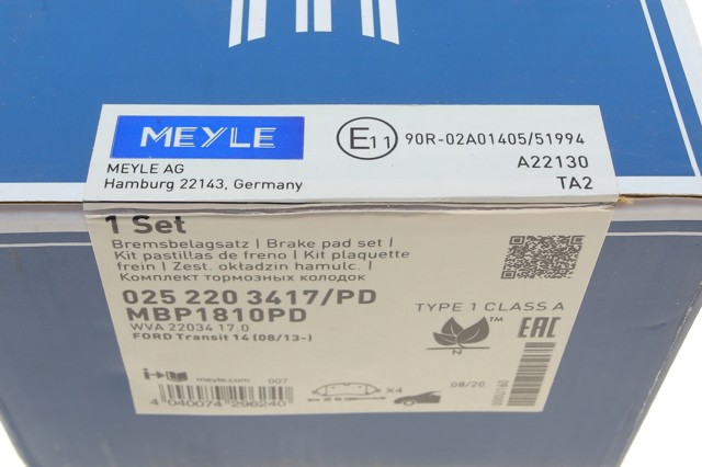 Купить 0252203417PD Meyle Колодки тормозные