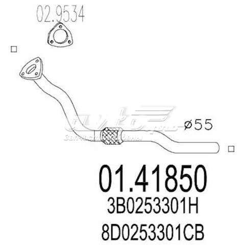 Труба вихлопна, від каталізатора до глушника 0141850 MTS