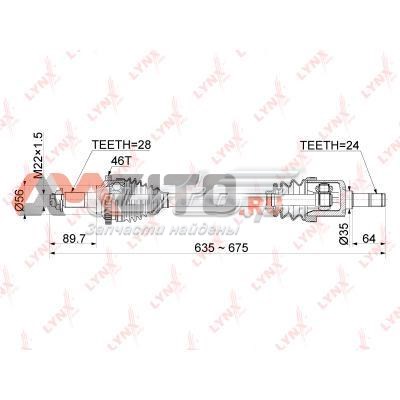 CD1015A Lynxauto Полуось передняя левая