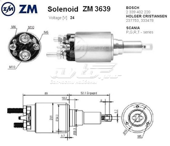 Втягивающее реле стартера ZM3639 ZM