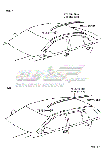 Moldura direita de pára-brisas para Toyota Avensis (T25)