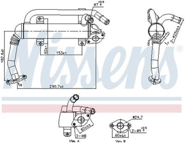 989397 Nissens radiador do sistema egr de recirculação dos gases de escape