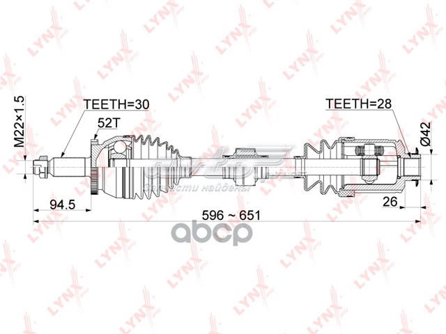 Привод передний правый Lynxauto CD1061A цена, от 144.09 USD