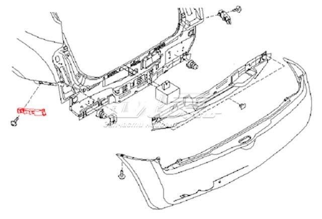  Кронштейн бампера заднего левый Nissan Micra 