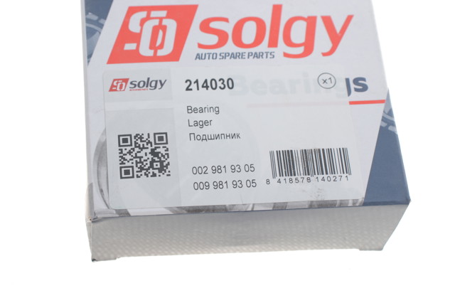 Подшипник ступицы задней, наружный Solgy 214030