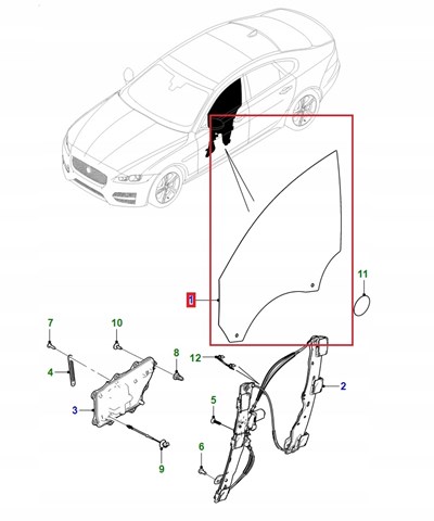 Купить T2H1150 Jaguar Стекло двери передней правой