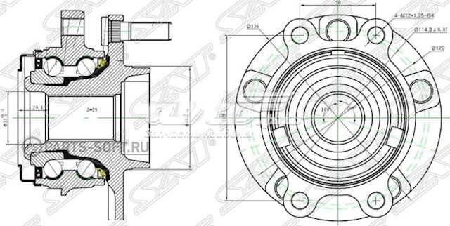 Ступицы передних колес SAT ST40202JP01A цена, от 57.58 USD