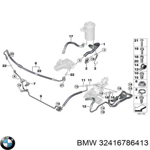 Патрубок високого тиску гідропідсилювача 32416786413 BMW