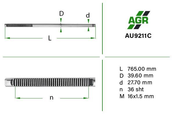 AU9211C AGR вал (шток рулевой рейки)