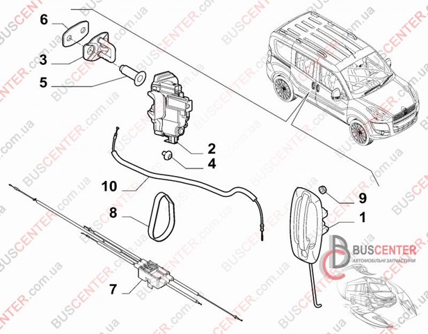 Замок двери боковой сдвижной правой Fiat/Alfa/Lancia 51910349