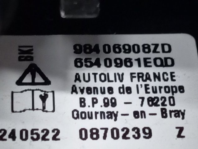 Подушка безопасности водителя 98406908ZD Peugeot/Citroen
