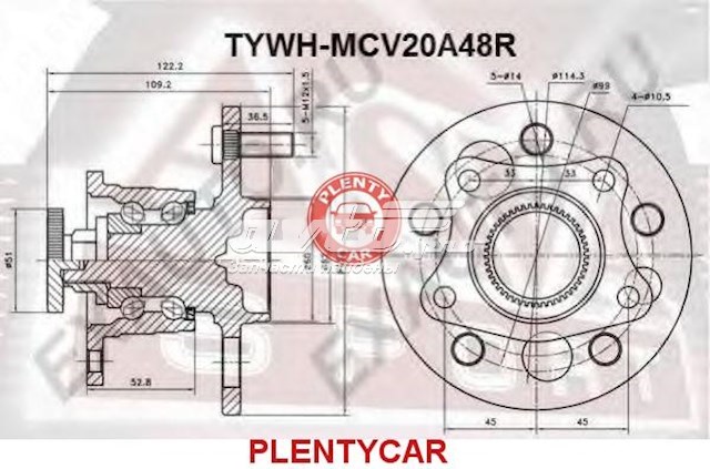 TYWHST210F Asva Ступица колеса передняя