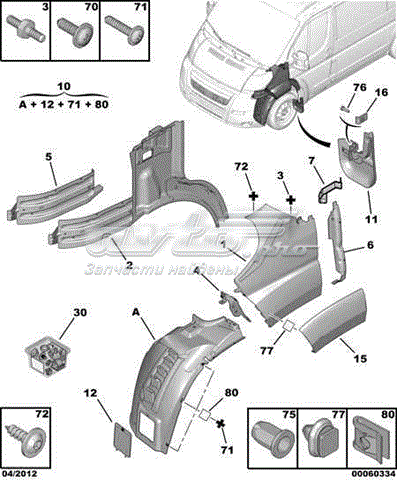 Protetor de lama dianteiro esquerdo para Fiat Ducato (250)