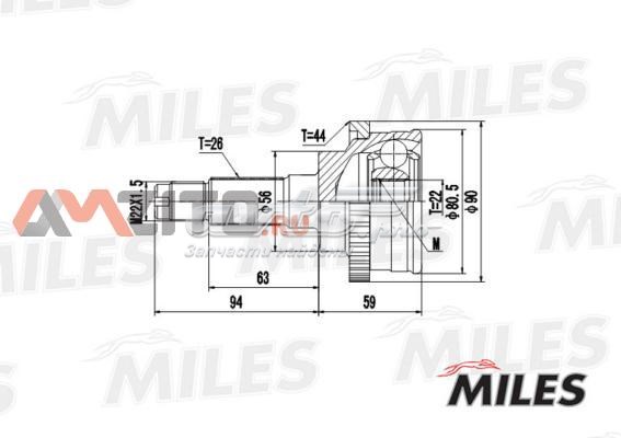 GA20215 Miles junta homocinética externa dianteira