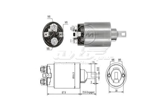 Реле втягивающее стартера MITSUBISHI MD607448