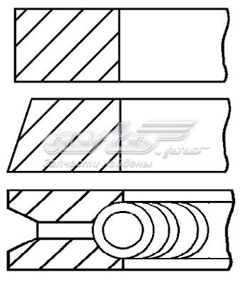 Кольца поршневые на 1 цилиндр, STD. GOETZE 0896180000