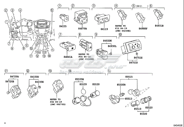 Кнопка включения обогрева сиденья TOYOTA 8475148080