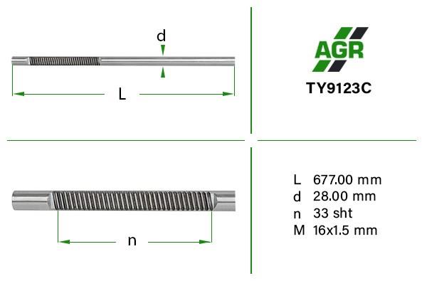 Вал (шток) рулевой рейки TY9123C AGR